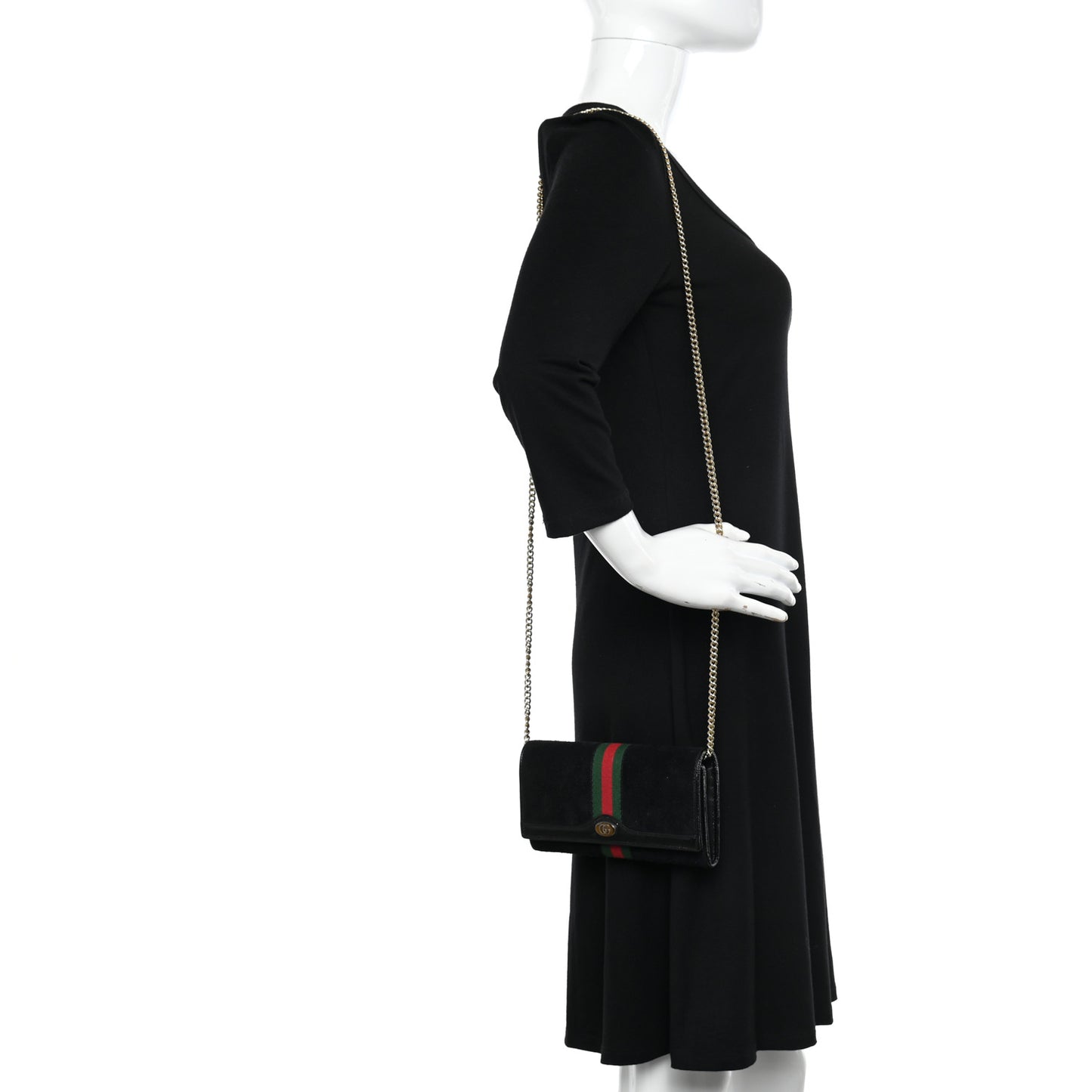 Suede Patent Web Ophidia Wallet On Chain Black