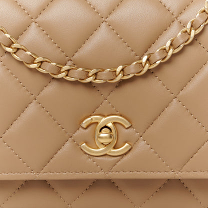 Chanel Lambskin Quilted CC Pearl Crush Wallet on Chain WOC Beige 9 of 11