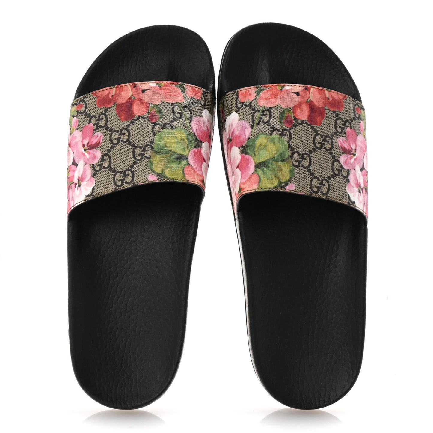 GG Supreme Monogram Blooms Slide Sandals 41 Beige Multicolor
