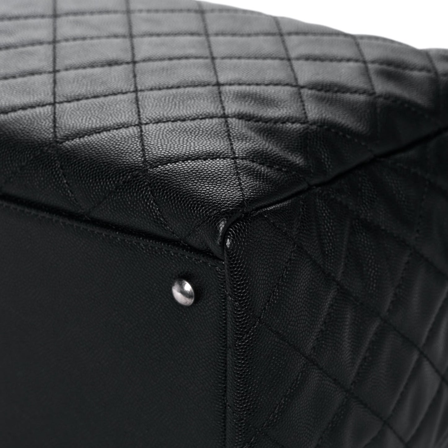 Caviar Quilted Large Coco Handle Shopping Tote Black