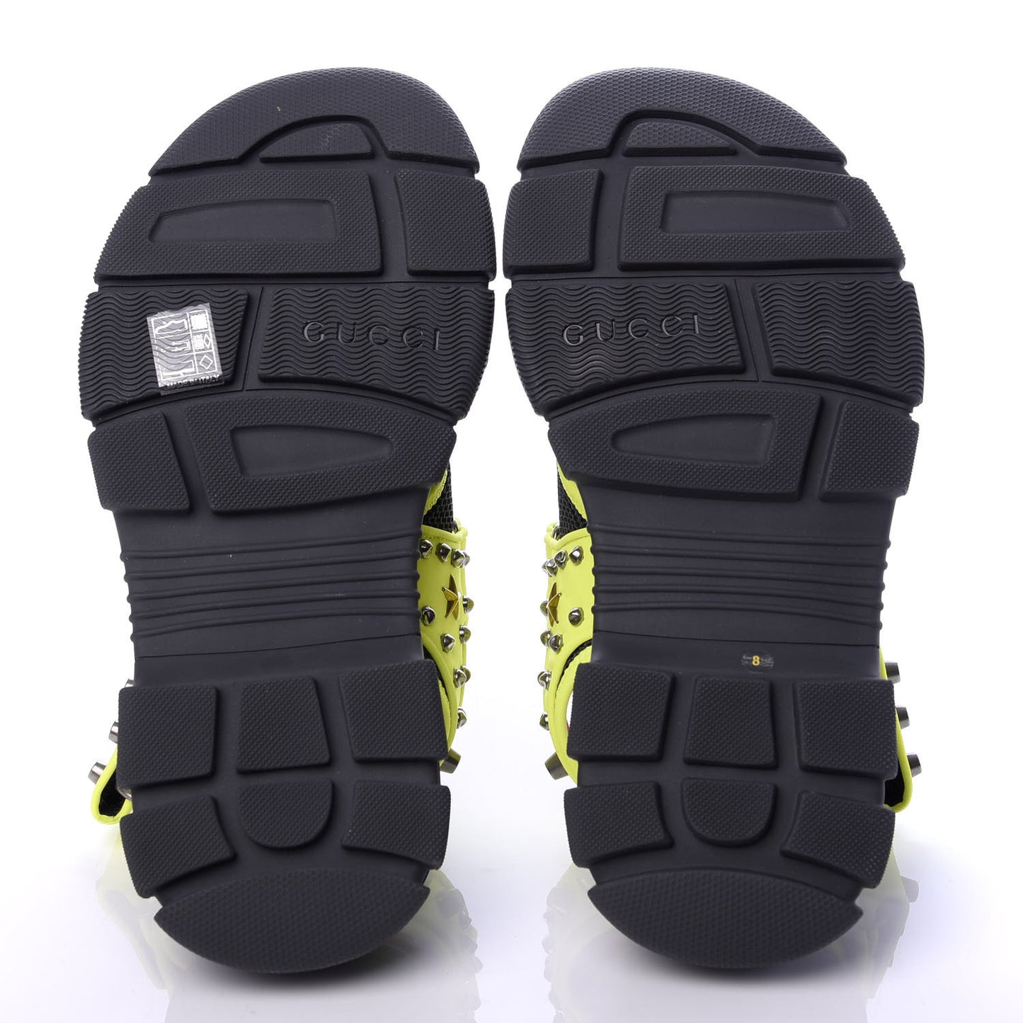 Technical Canvas Calfskin Studded Mens Aguru Sandals 8 Neon Yellow