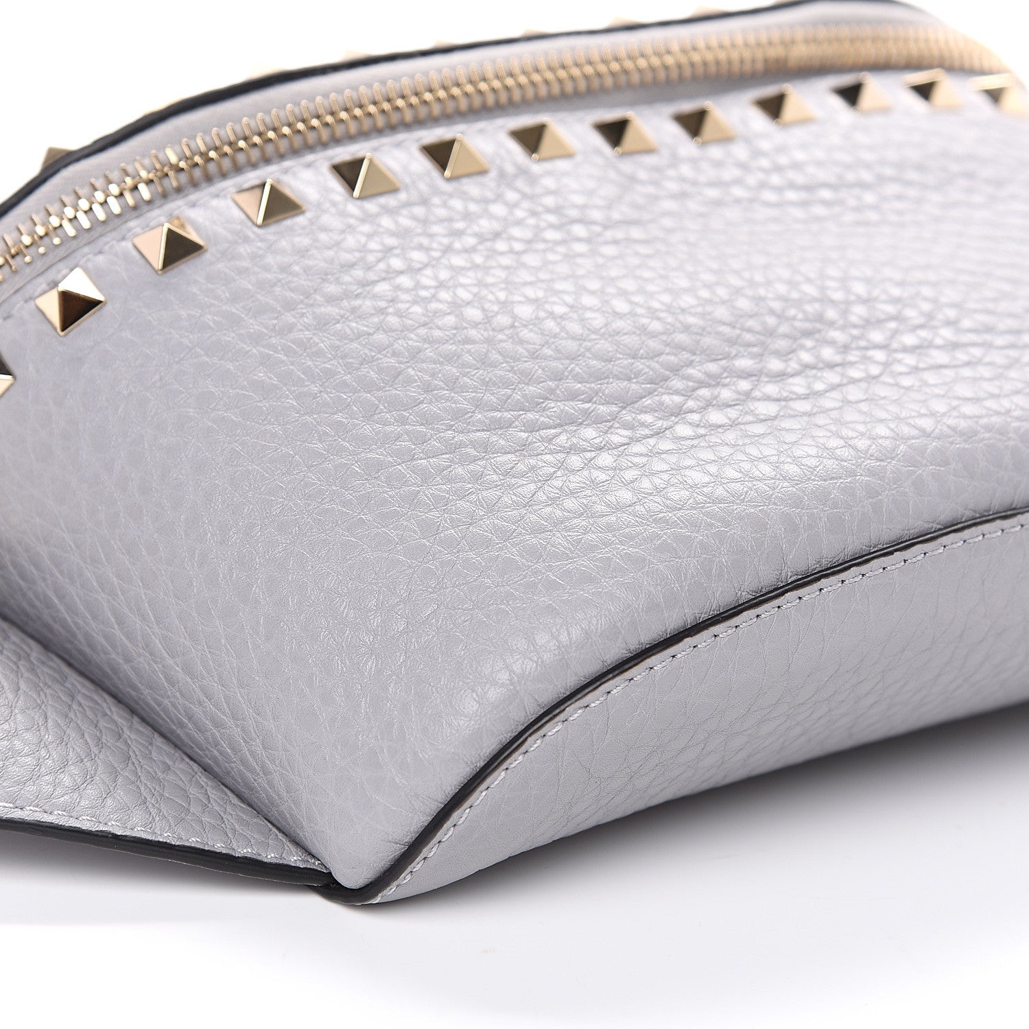 Valentino Garavani Grained Calfskin Rockstud Belt Bag 85 Pastel Grey 8 of 9