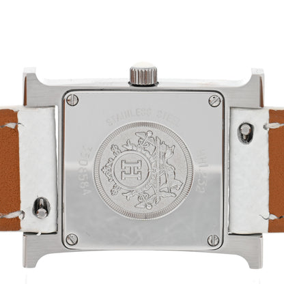 Hermes Stainless Steel Epsom Diamond Lacquer 21mm Heure H Hour Double Jeu Quartz Watch Blanc 4 of 5
