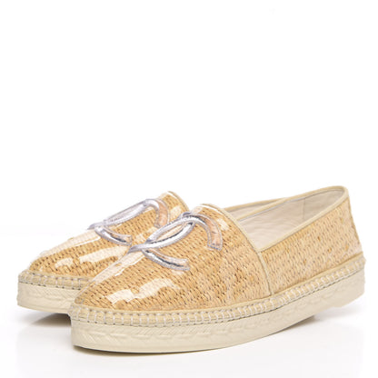 Chanel PVC Raffia CC Espadrilles 35 Beige 3 of 9