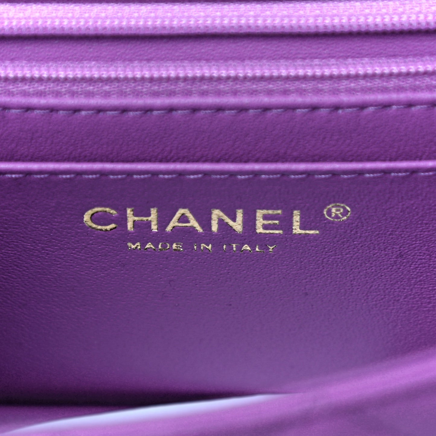 Lambskin Quilted Mini Rectangular Flap Purple