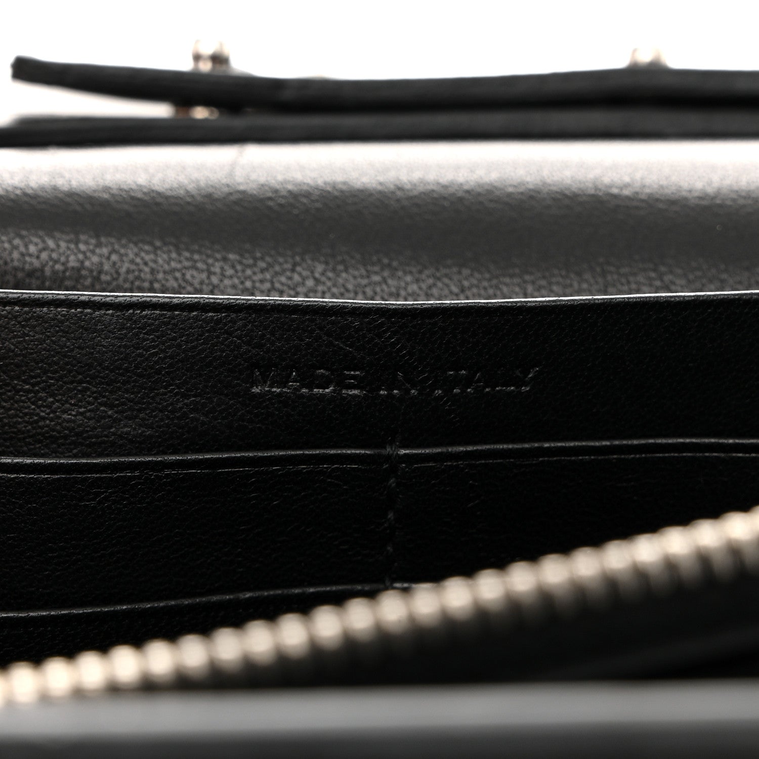 Saint Laurent Calfskin Crocodile Embossed Cassandre Wallet On Chain WOC Black 7 of 10