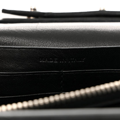 Saint Laurent Calfskin Crocodile Embossed Cassandre Wallet On Chain WOC Black 7 of 10