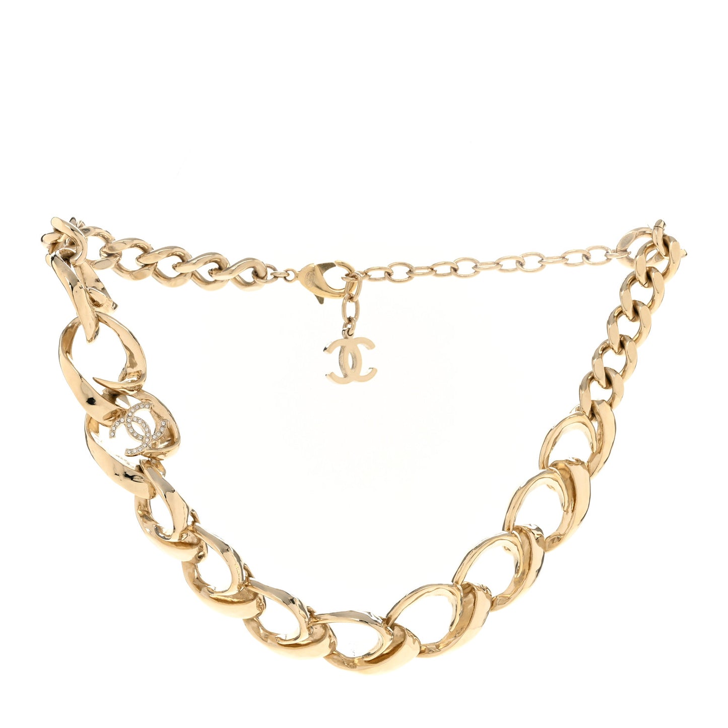 Crystal CC Chain Choker Necklace Gold