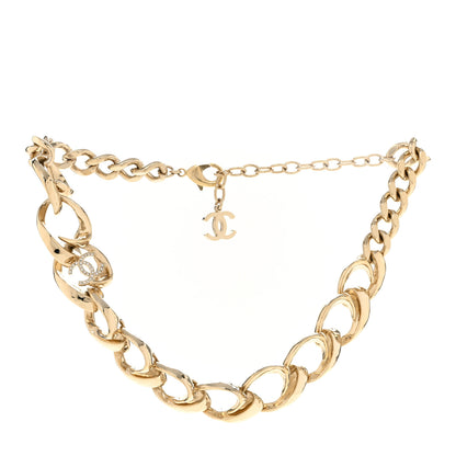 Chanel Crystal CC Chain Choker Necklace Gold 3 of 8