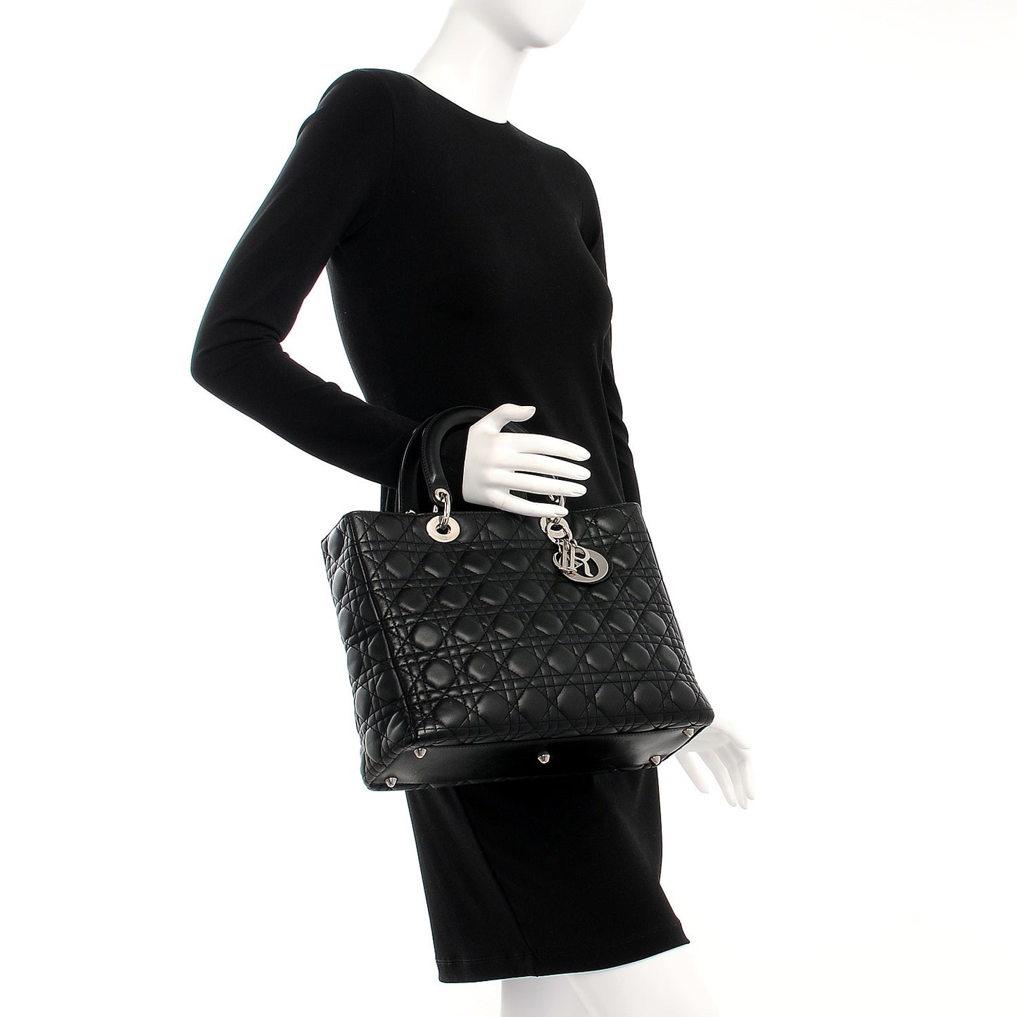 Lambskin Cannage Large Lady Dior Black