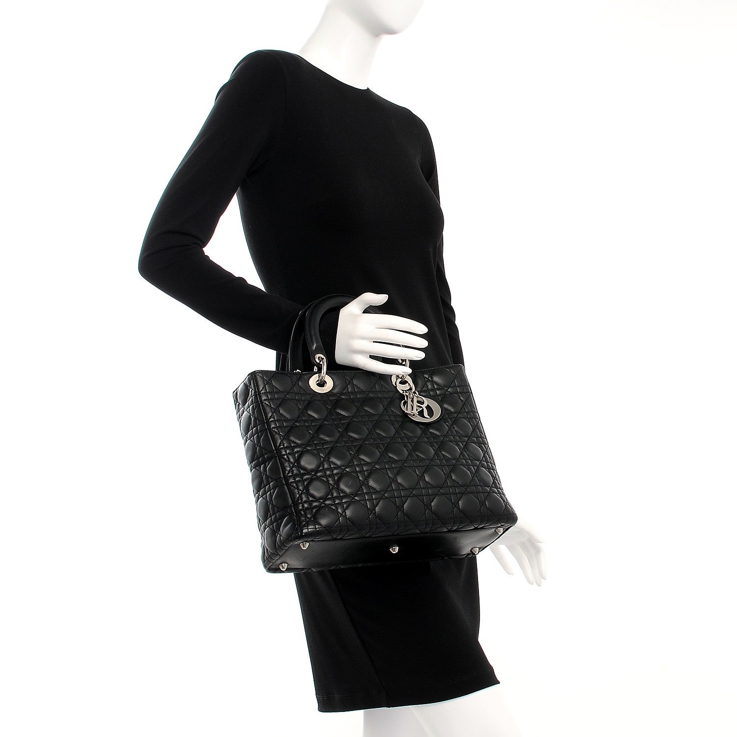 Christian Dior Lambskin Cannage Large Lady Dior Black 3 of 9