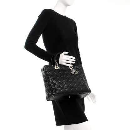 Christian Dior Lambskin Cannage Large Lady Dior Black 3 of 9
