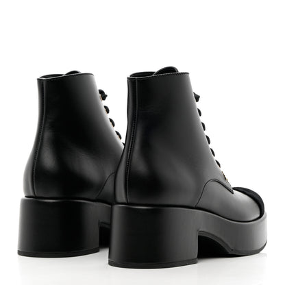 Chanel Calfskin Velvet CC Cap Toe Boots 38 Black 4 of 13
