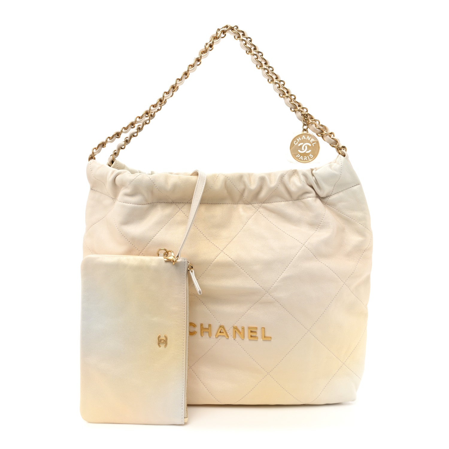 Chanel Iridescent Calfskin Quilted Chanel 22 Golden White 3 of 11