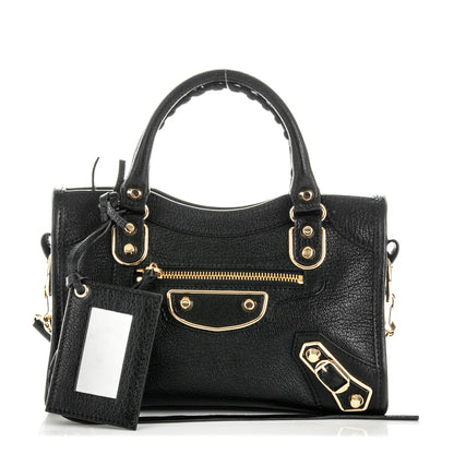 Balenciaga Chevre Gold Metallic Edge Hardware Mini City Black 1 of 9