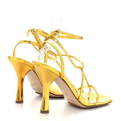 Bottega Veneta Laminated Calfskin The Line 90mm Sandals 36.5 Gold 4 of 7