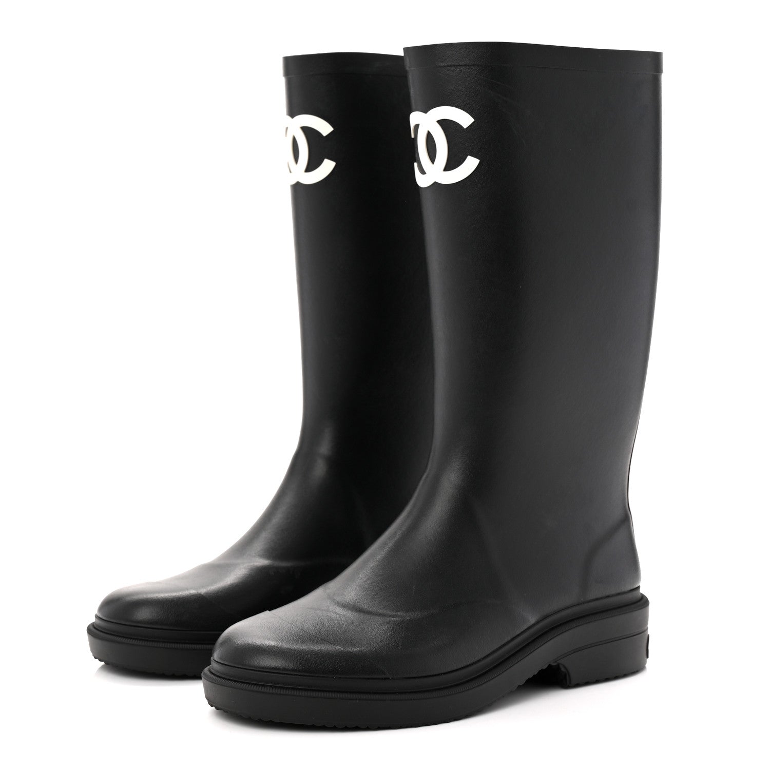 Chanel Caoutchouk CC High Boots 37 Black 3 of 11