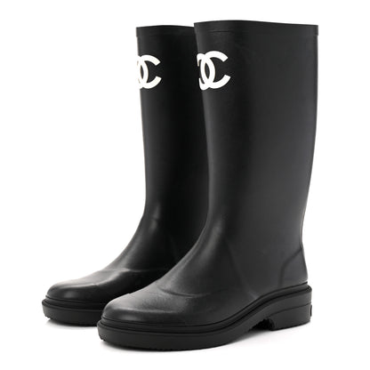 Chanel Caoutchouk CC High Boots 37 Black 3 of 11