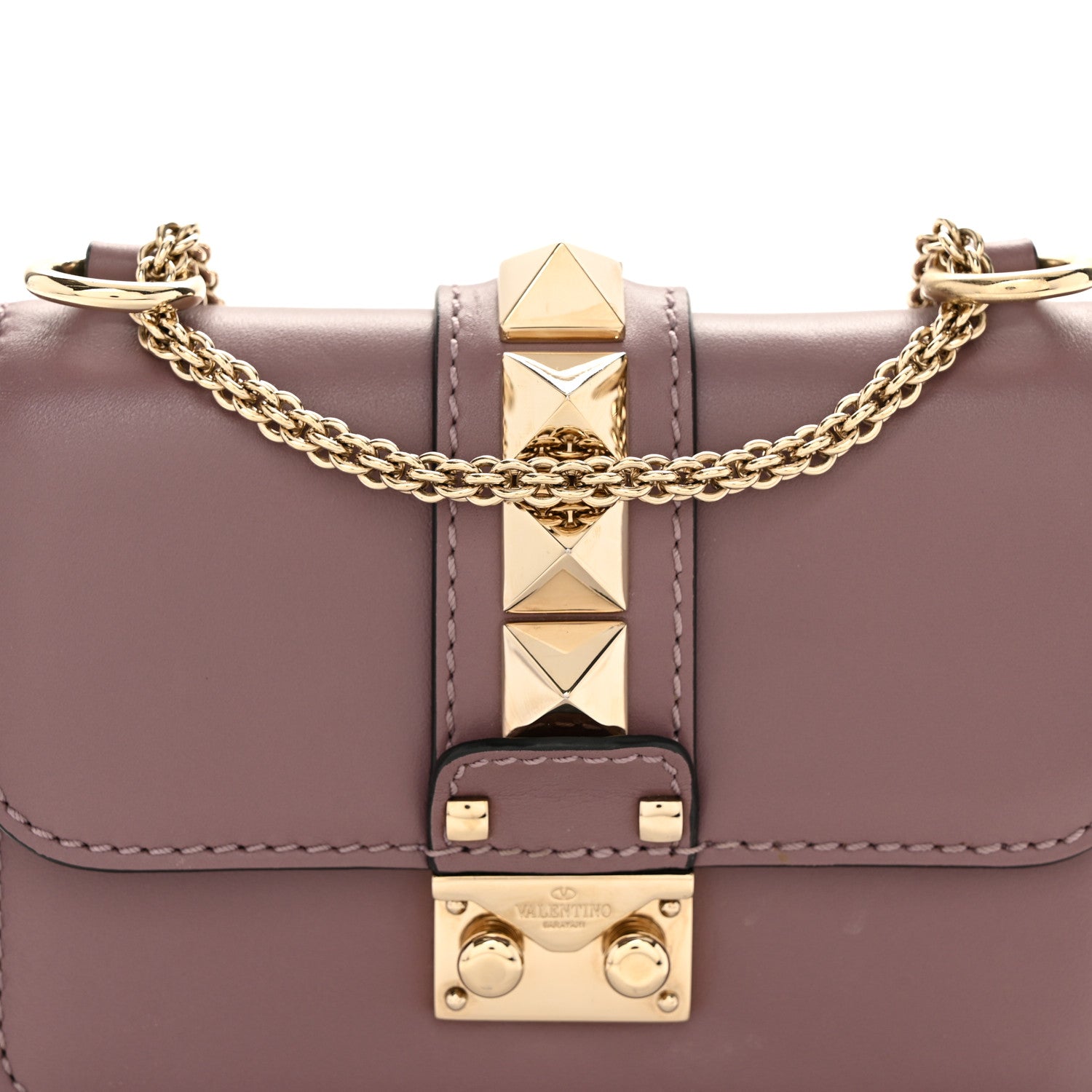 Valentino Garavani Vitello Small Glam Lock Rockstud Flap Dark Mauve 7 of 11