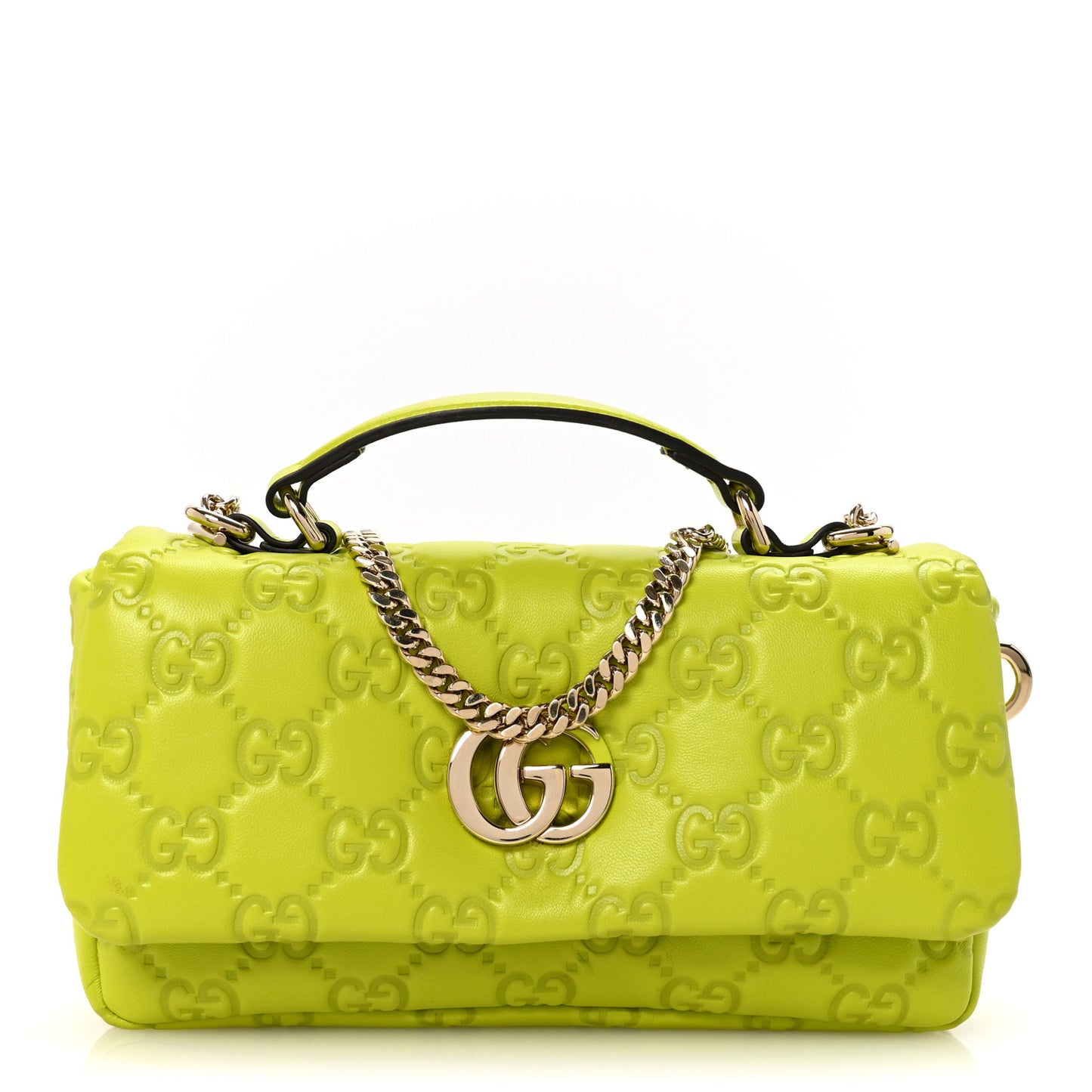 Lambskin Embossed Mini GG Milano Top Handle Shoulder Bag Light Green