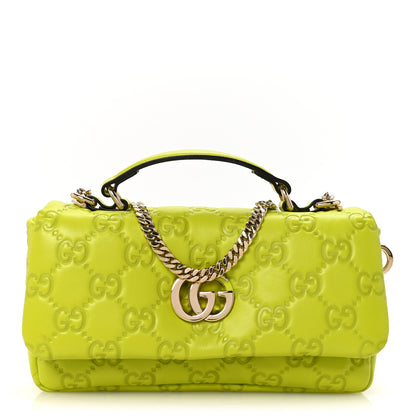Gucci Lambskin Embossed Mini GG Milano Top Handle Shoulder Bag Light Green 1 of 11
