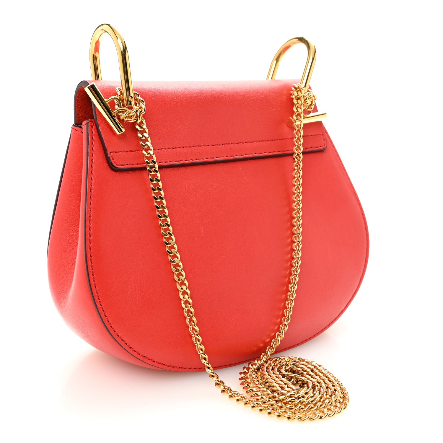 Chloe Lambskin Suede Calfskin Mini Drew Shoulder Bag Red 3 of 10