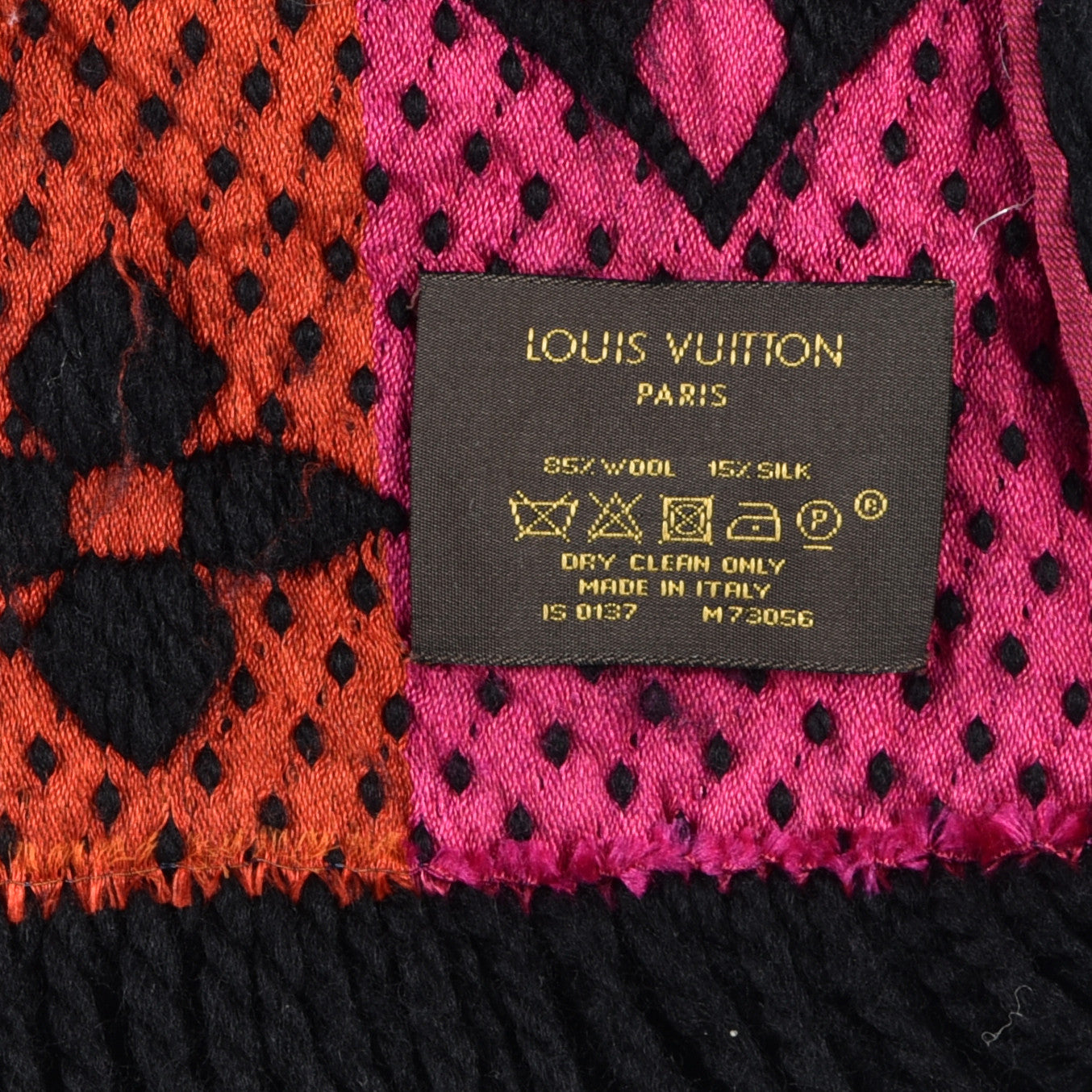 Wool Silk Rainbow Logomania Scarf Black