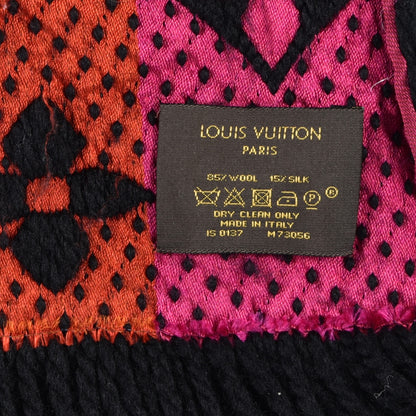 Louis Vuitton Wool Silk Rainbow Logomania Scarf Black 3 of 4