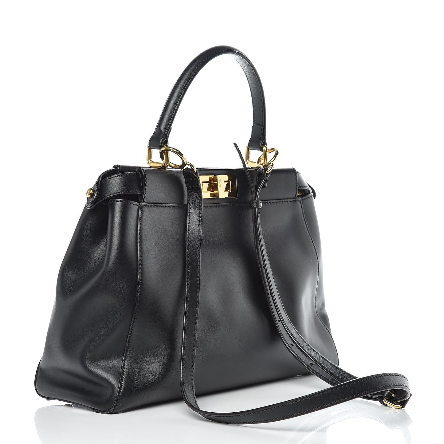 Vitello Morgan Shiny Nappa Medium Peekaboo Iconic Satchel Black