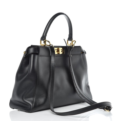 Fendi Vitello Morgan Shiny Nappa Medium Peekaboo Iconic Satchel Black 4 of 14