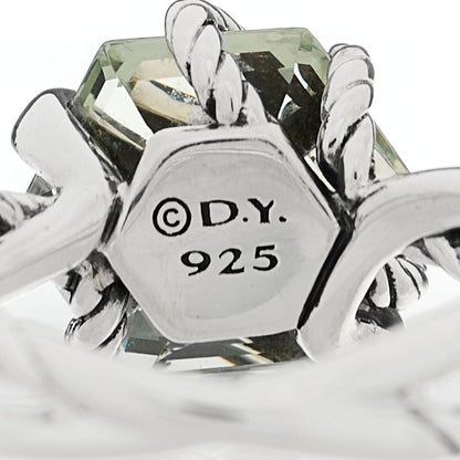 David Yurman Sterling Silver Diamond Prasiolite 10mm Cable Wrap Ring 54 7 5 of 5