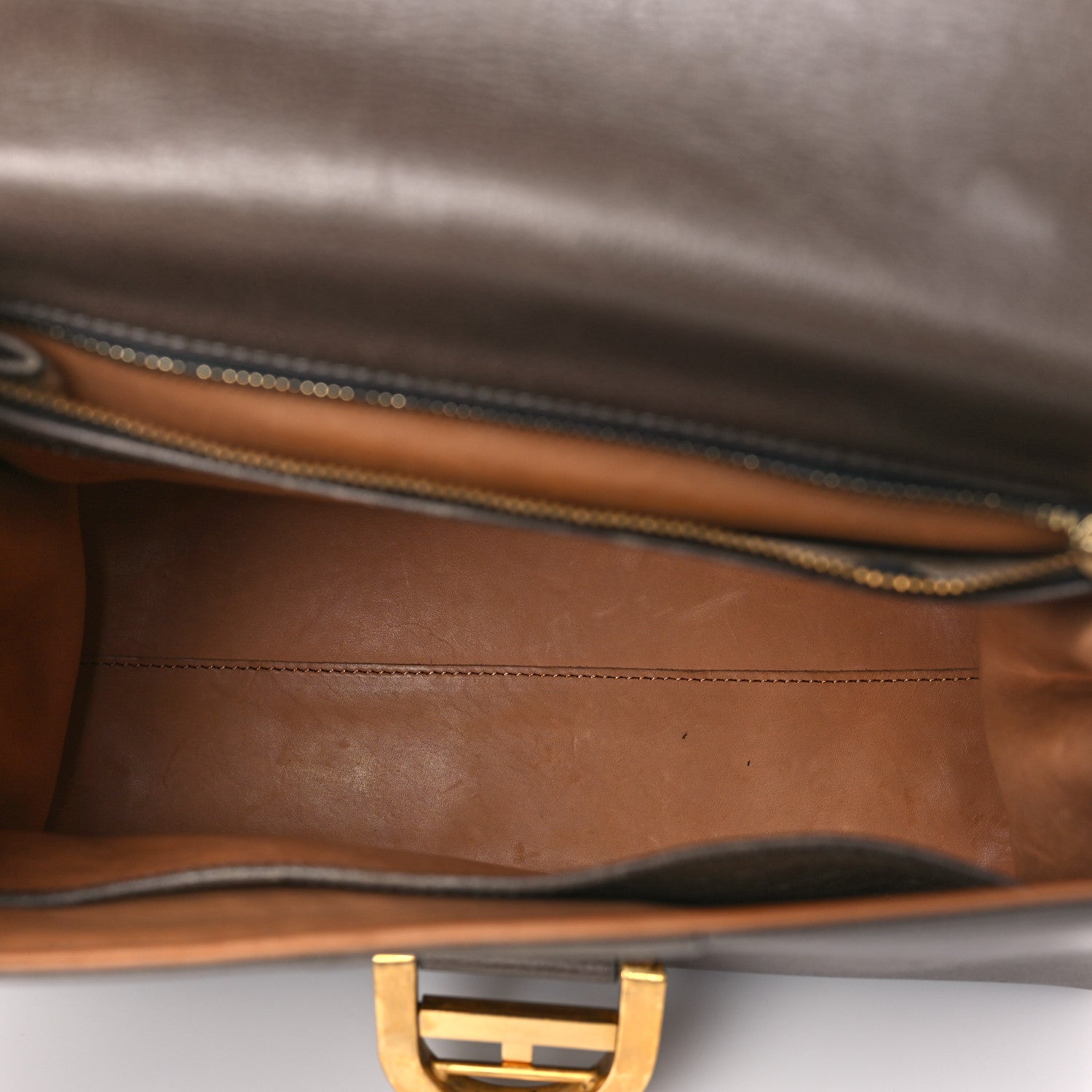 Delvaux Grained Calfskin MM Brillant Satchel Smoked Brown 4 of 11