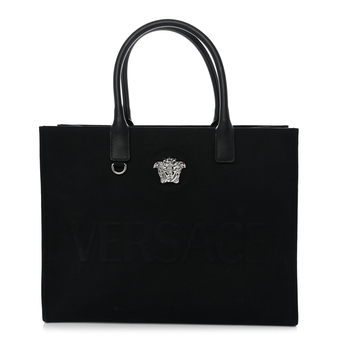 Canvas Calfskin Large La Medusa Tote Bag Black