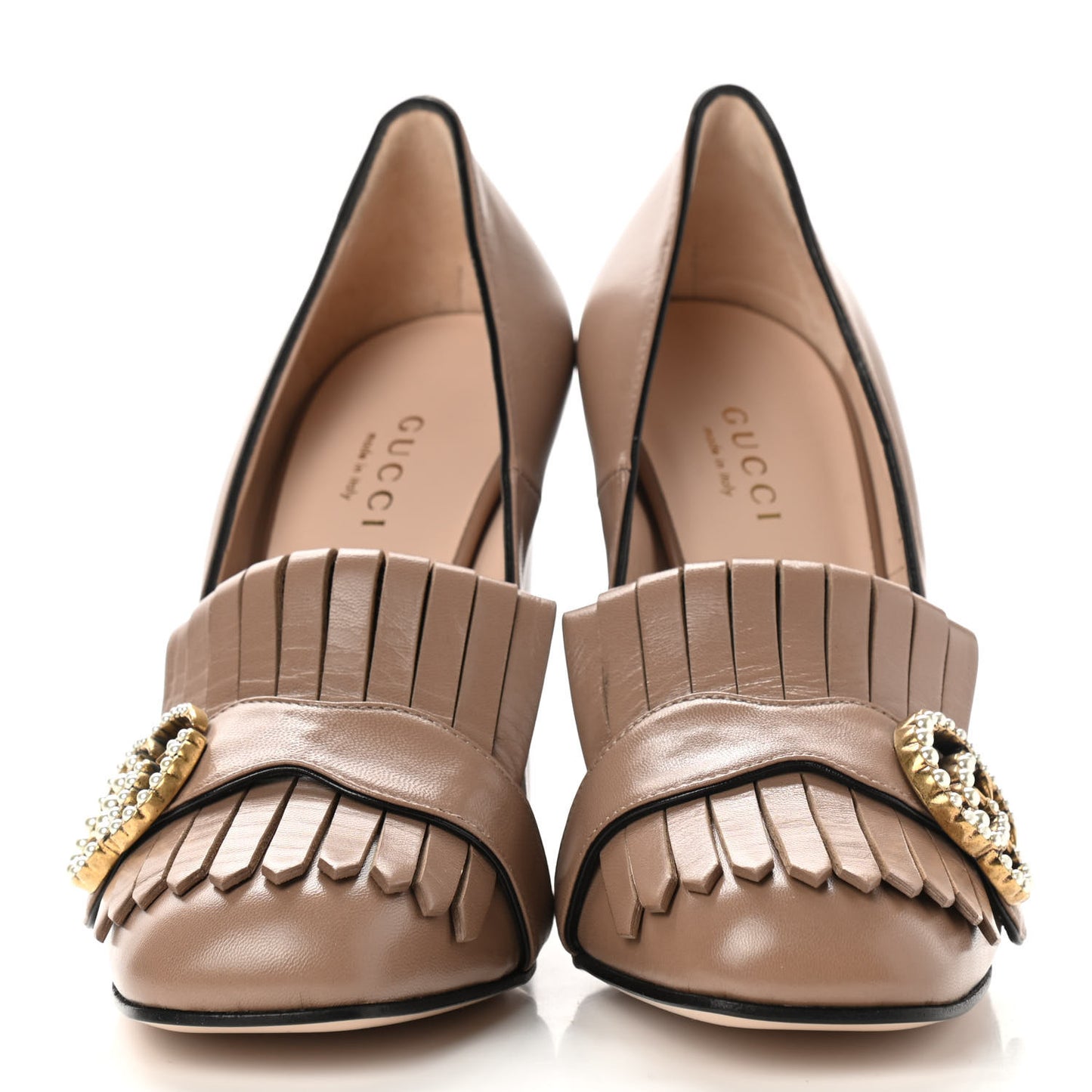 Malaga Kid Pearly GG Marmont Fringe 105mm Loafer Pumps 35.5 Porcelain Rose
