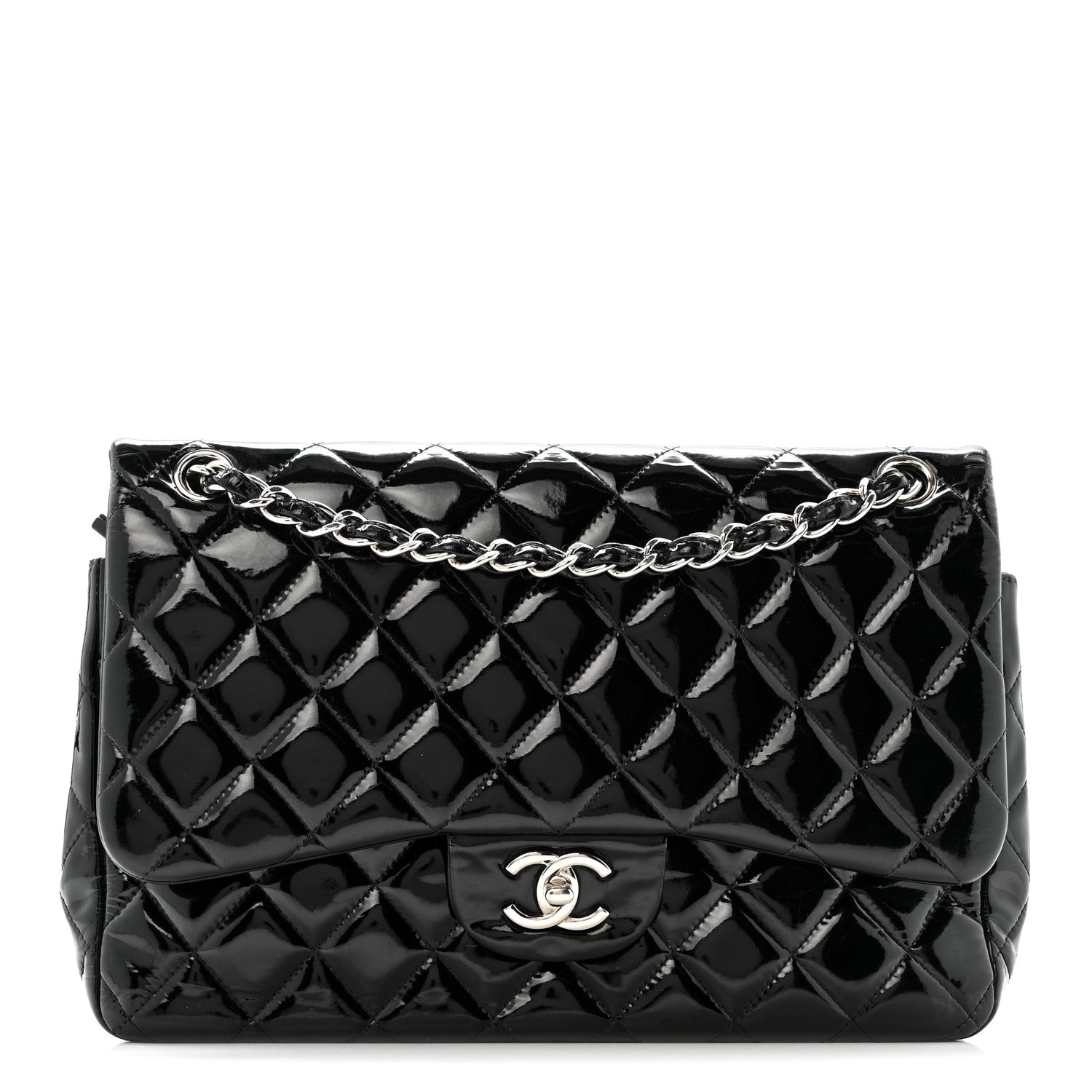Chanel Patent Quilted Jumbo Double Flap Black 1 of 18