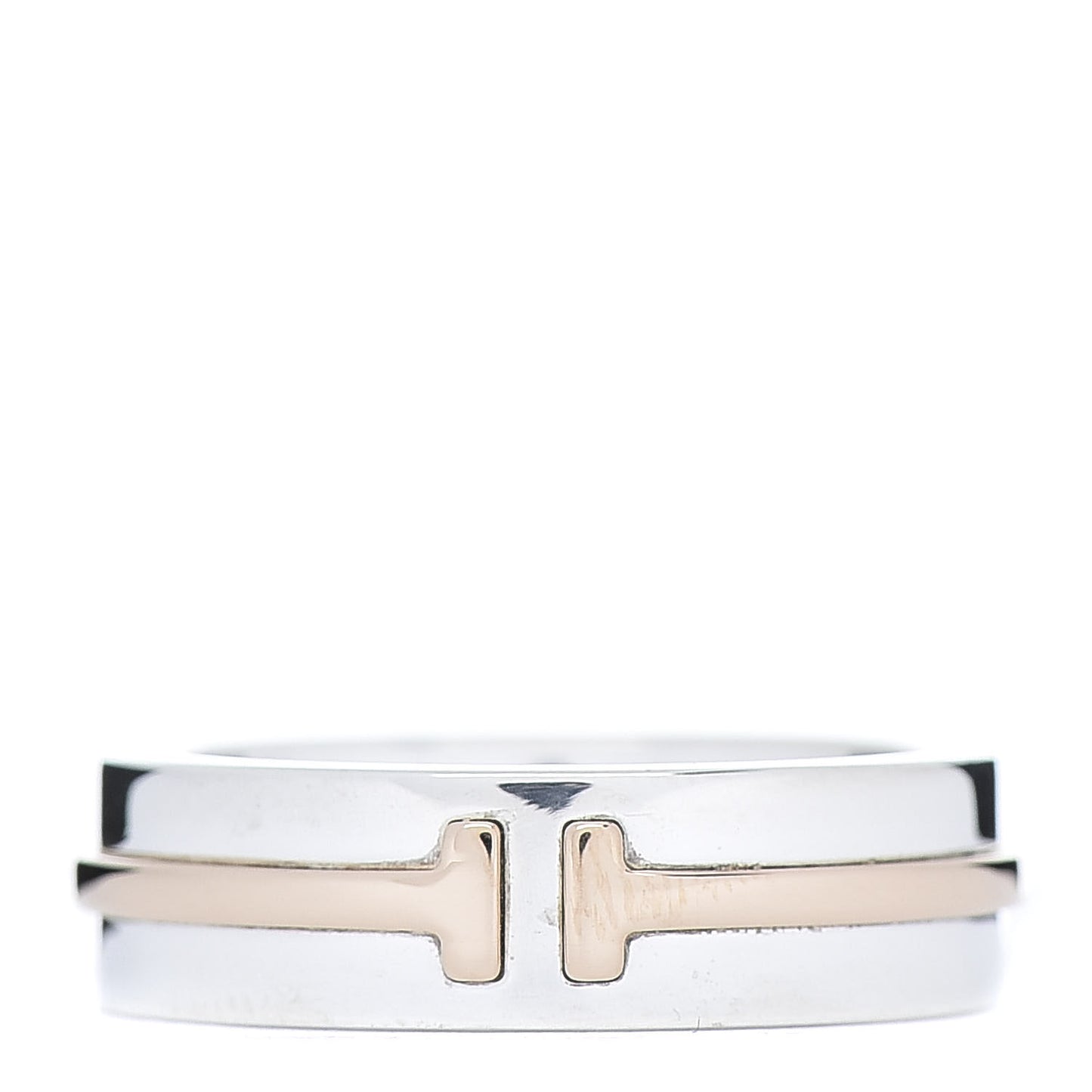 Sterling Silver 18K Rose Gold T Wide Ring 54 6.75