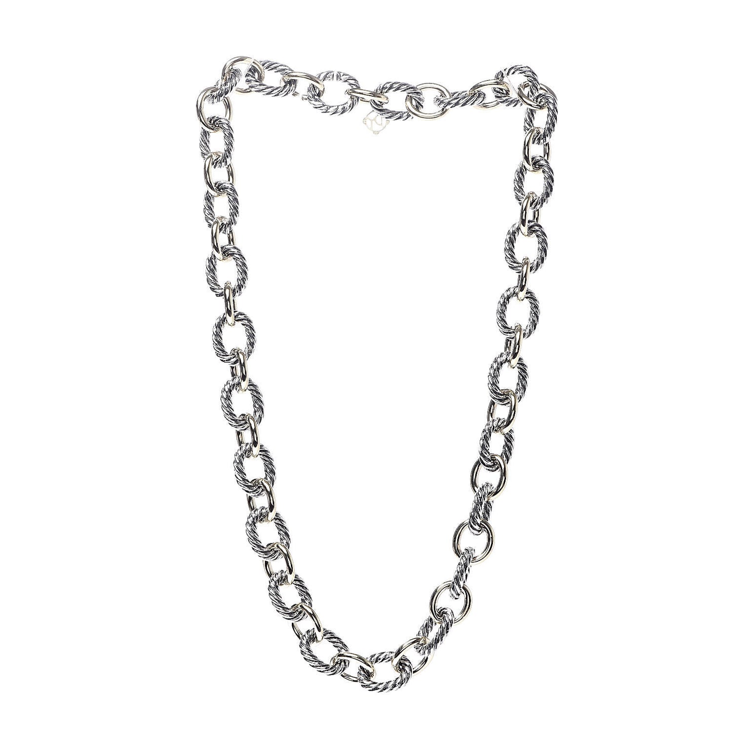 Sterling Silver 18K Yellow Gold 10mm Medium Oval Link Necklace