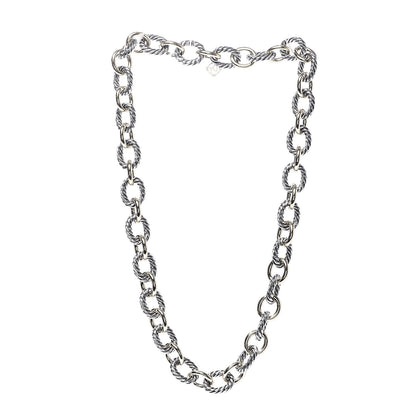 David Yurman Sterling Silver 18K Yellow Gold 10mm Medium Oval Link Necklace 3 of 6