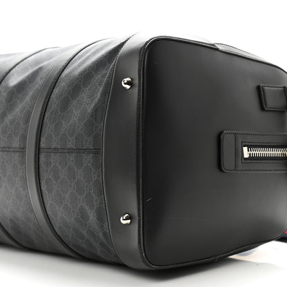 Gucci Soft GG Supreme Monogram Appia Calfskin Web Large Carry On Duffle Bag Black Grey 9 of 16