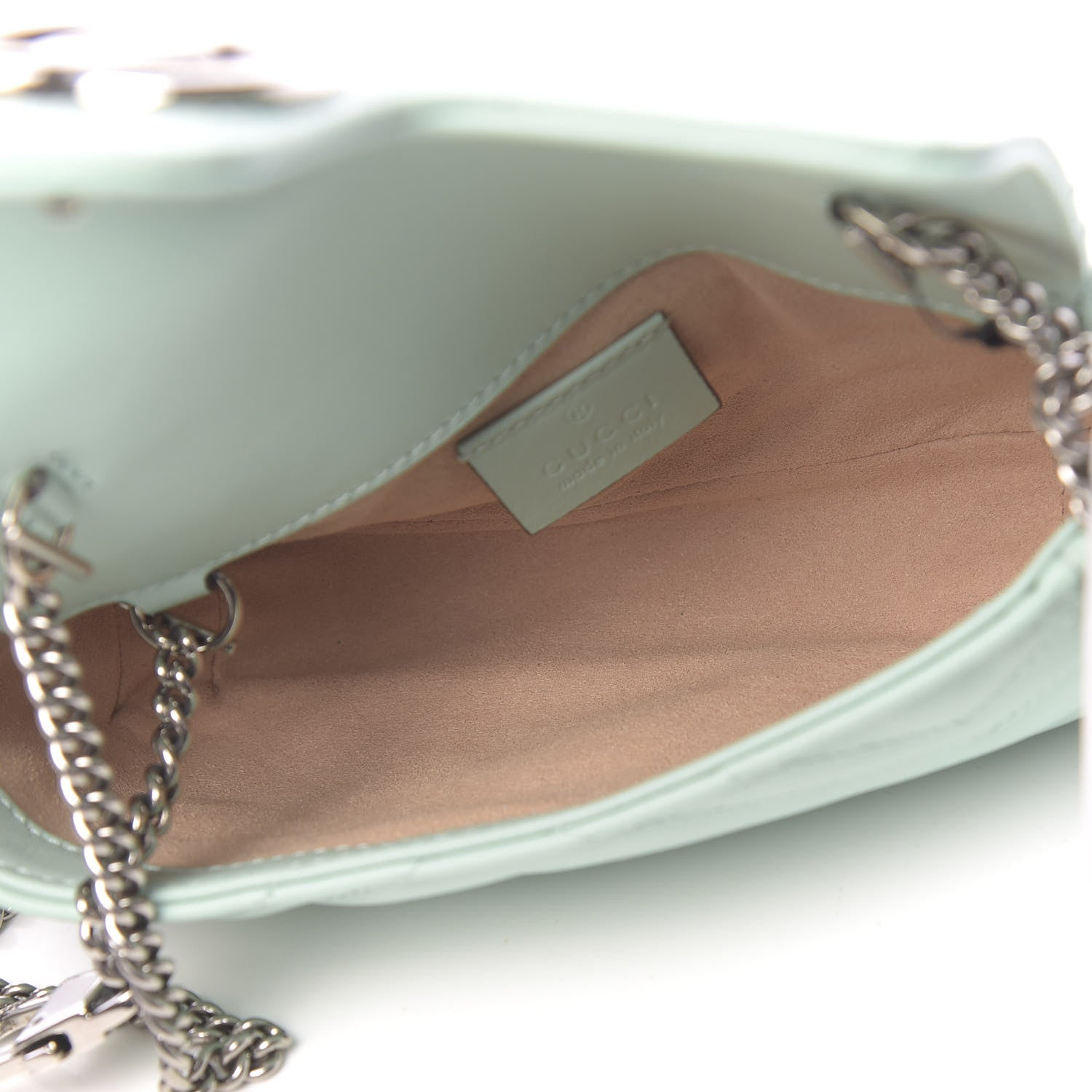 Gucci Calfskin Matelasse Super Mini GG Marmont Shoulder Bag Water Green 5 of 11