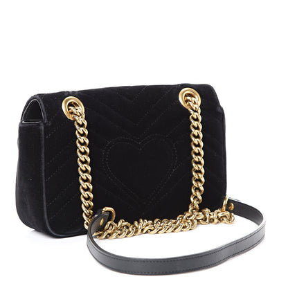 Gucci Velvet Matelasse Mini GG Marmont Shoulder Bag Black 2 of 22