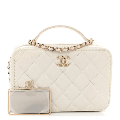 Chanel Caviar Quilted Top Handle Vanity Case White 1 of 11