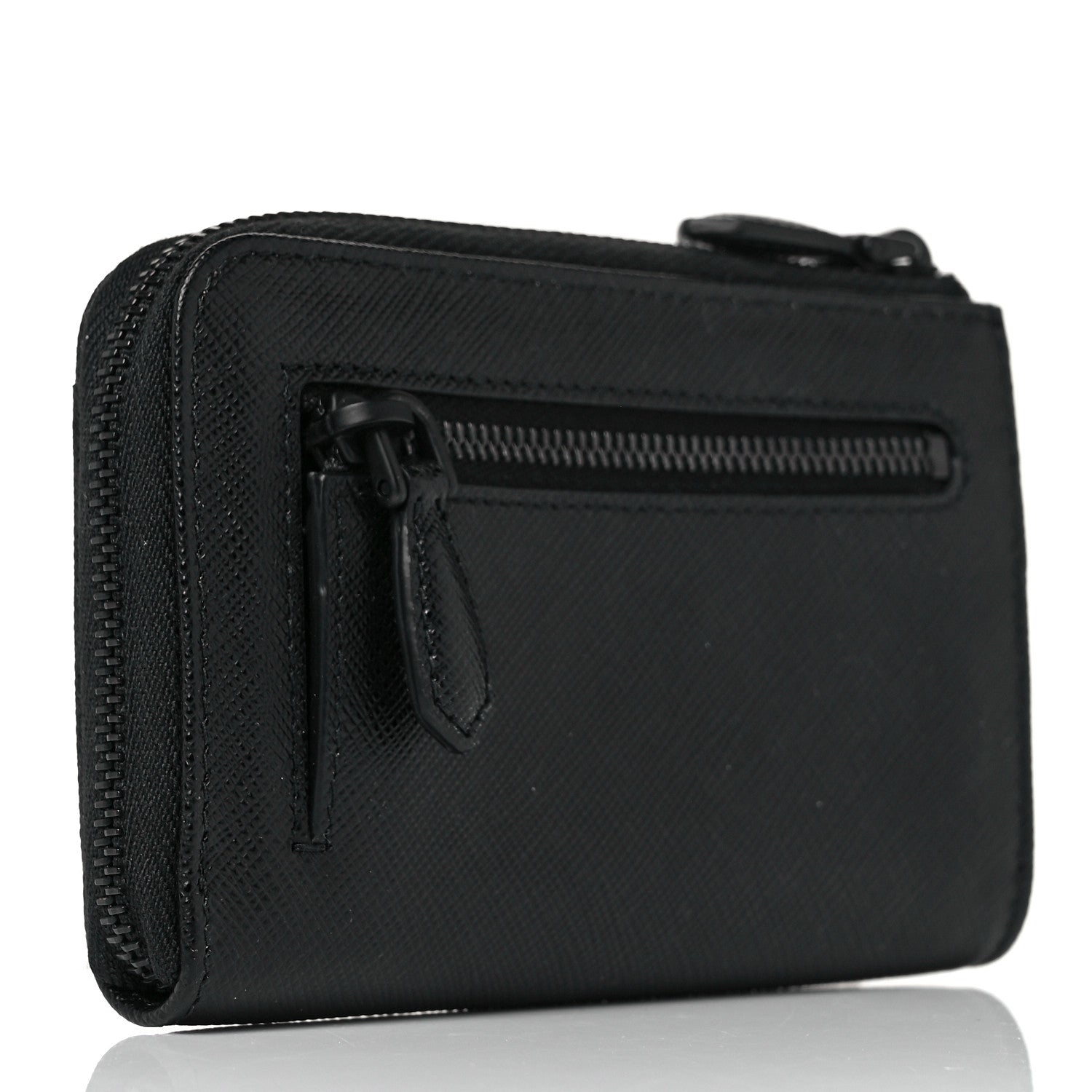 Prada Saffiano Triangle Zip Around Keychain Black 4 of 9