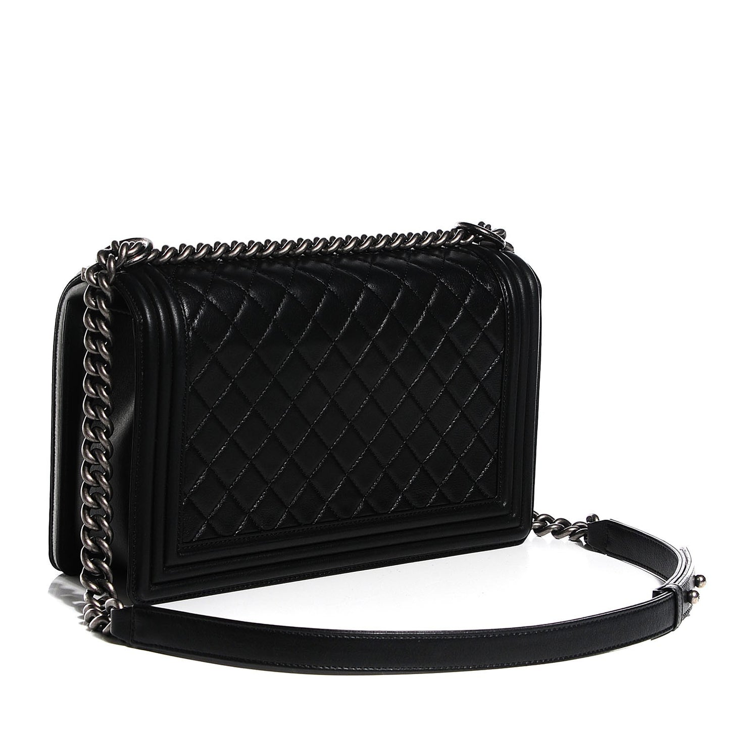 Calfskin Quilted New Medium Boy Flap Black