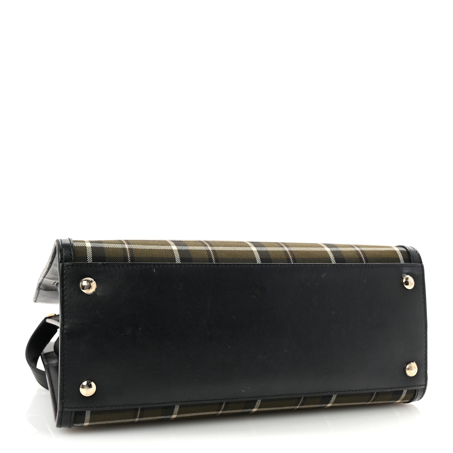 Wool Tartan Two Handle Title Bag Dark Green