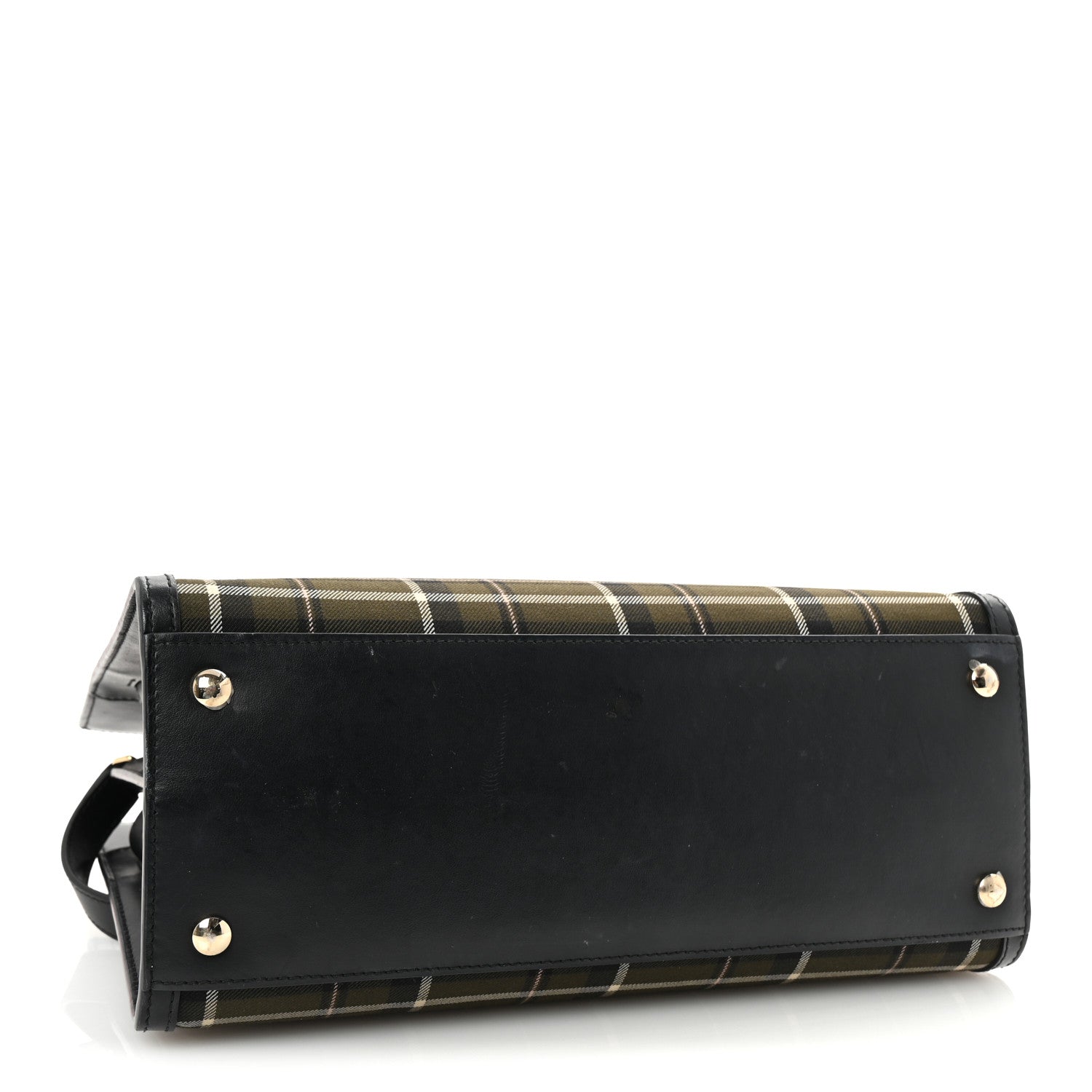 Burberry Wool Tartan Two Handle Title Bag Dark Green 4 of 9