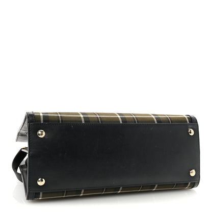 Burberry Wool Tartan Two Handle Title Bag Dark Green 4 of 9