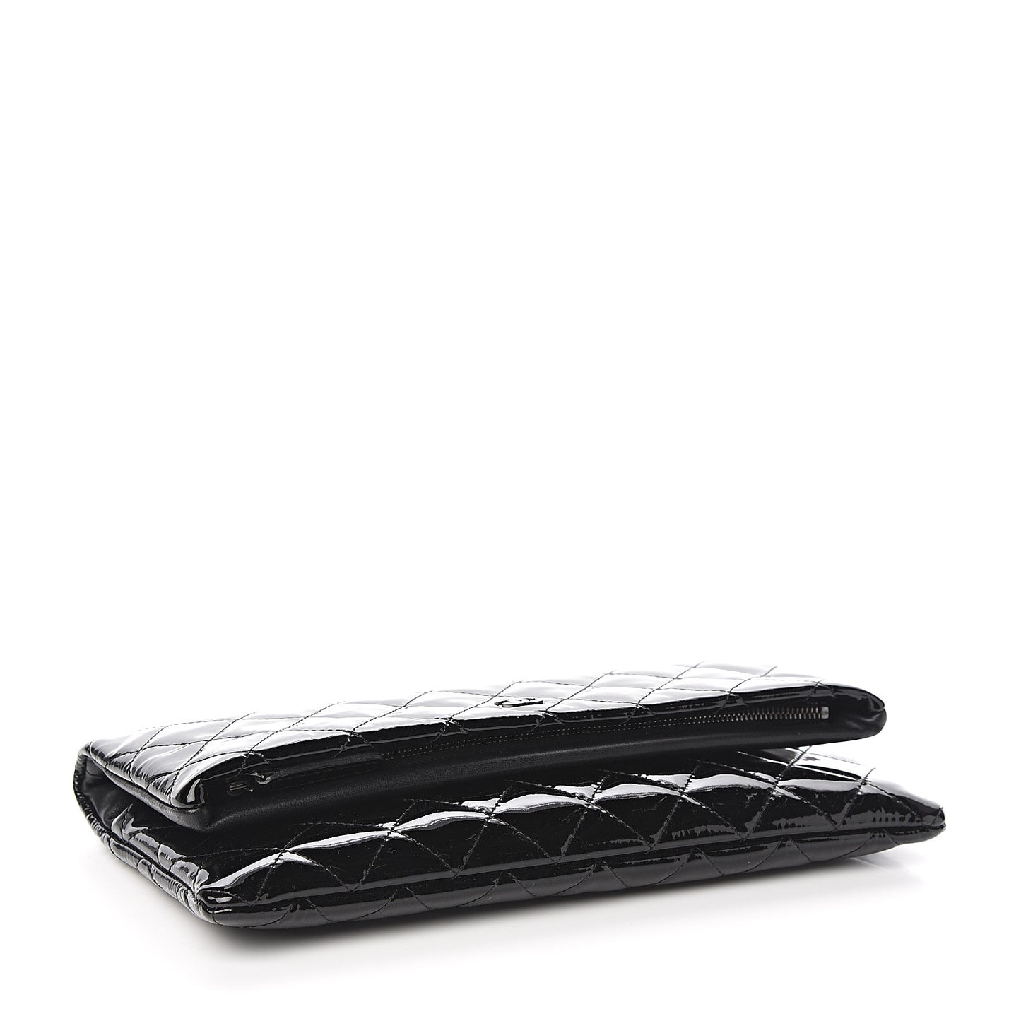 Patent Calfskin Quilted Beauty CC Clutch Black