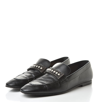 Chanel Calfskin Pearl CC Mocassin Loafers 40.5 Black 3 of 17
