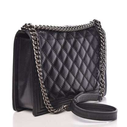 Chanel Calfskin Embossed Stitch Large Boy Flap Black 3 of 19
